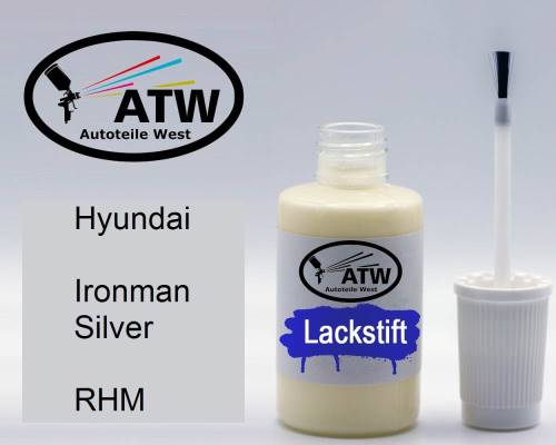 Hyundai, Ironman Silver, RHM: 20ml Lackstift, von ATW Autoteile West.